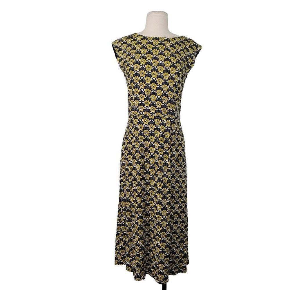 Boden Marina Sleeveless Floral Print Dress Sz 6 Long‎ Novelty Jersey Stretch